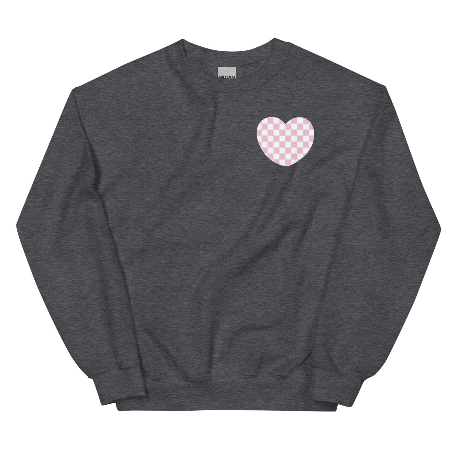 Pink Checkered Heart Crewneck