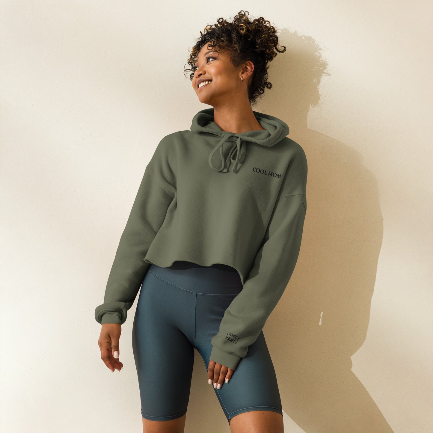 Cool Mom Embroidered Crop Hoodie