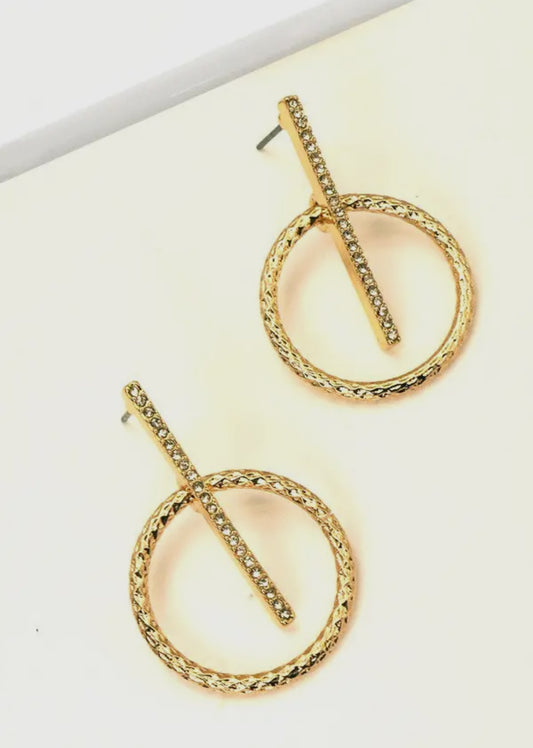 Piper Rhinestone Bar Hoop Earring