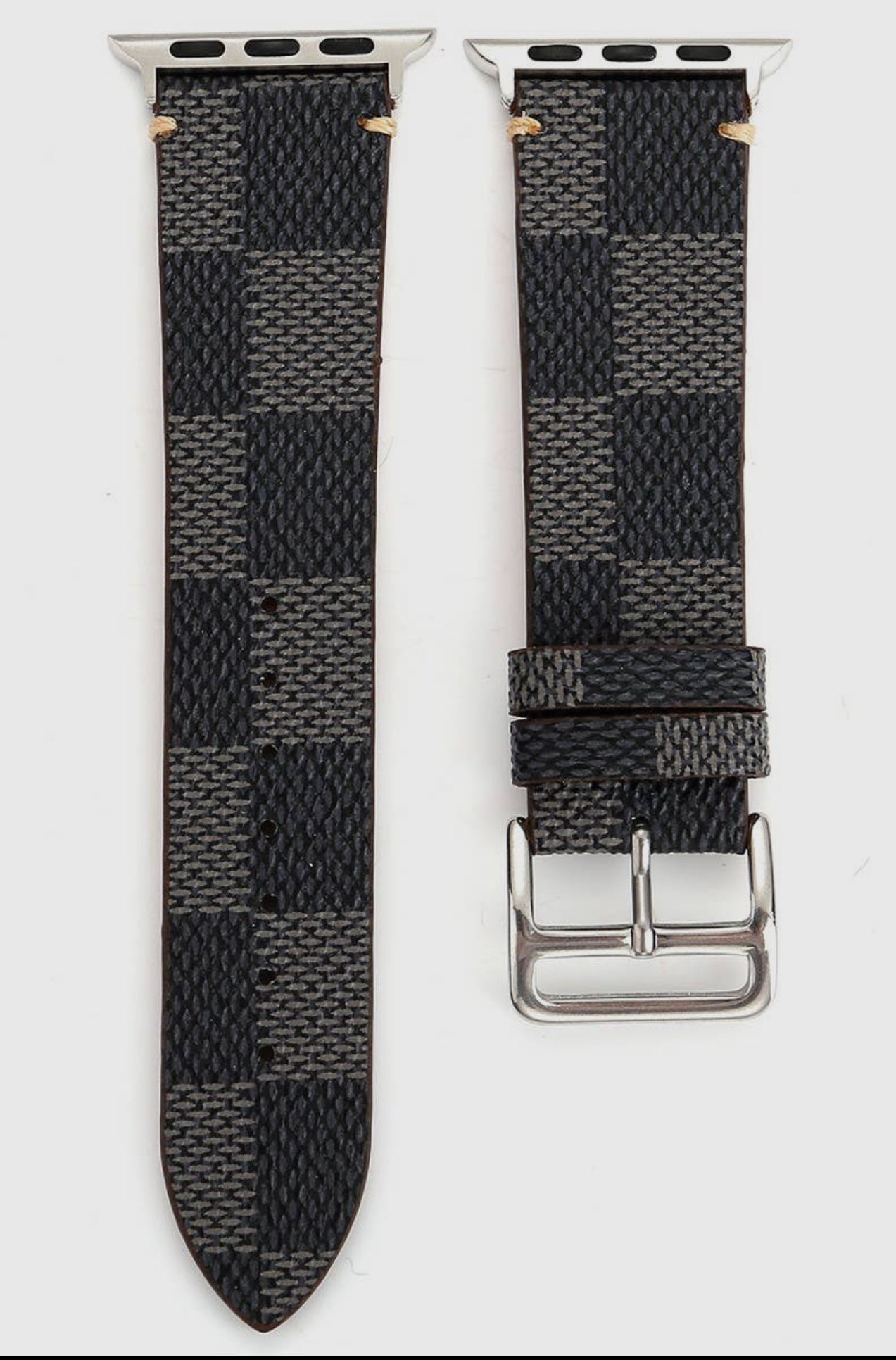 Designer Checkered Leather Apple Watch Band