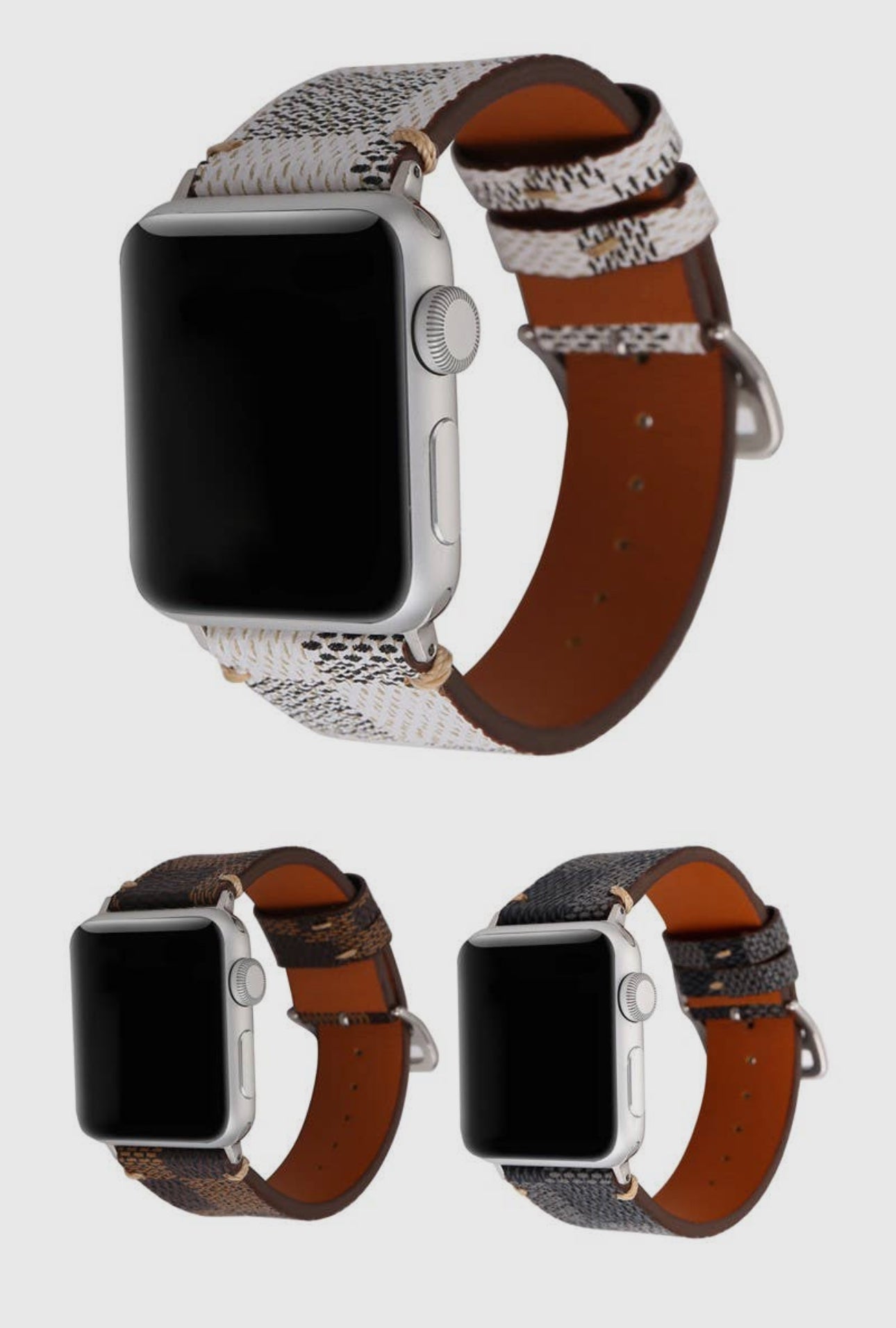Designer Checkered Leather Apple Watch Band