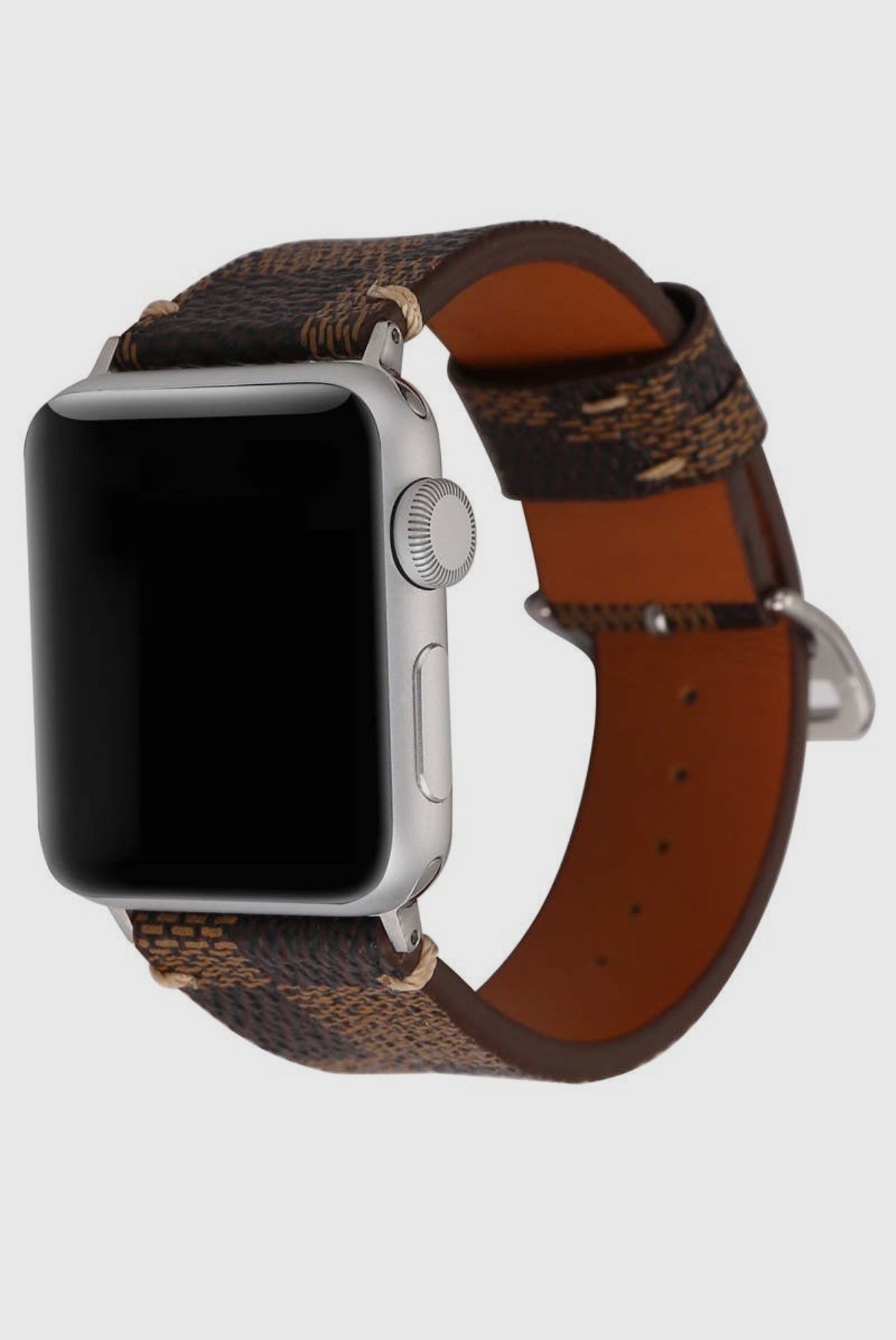 Designer Checkered Leather Apple Watch Band