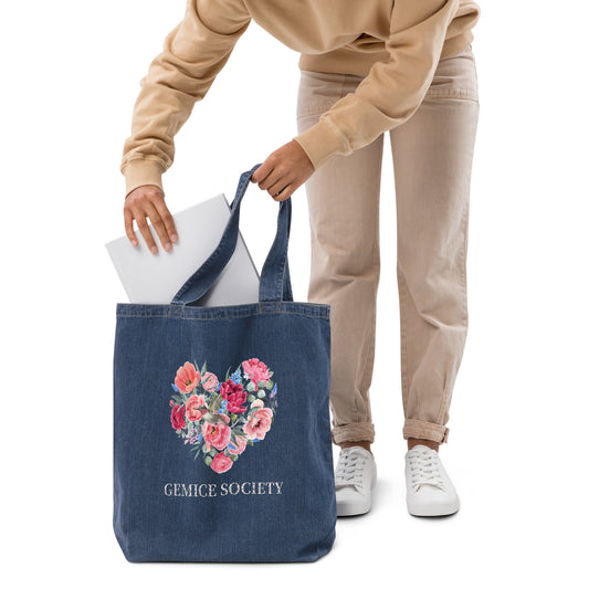 Gemice Floral Denim Tote Bag