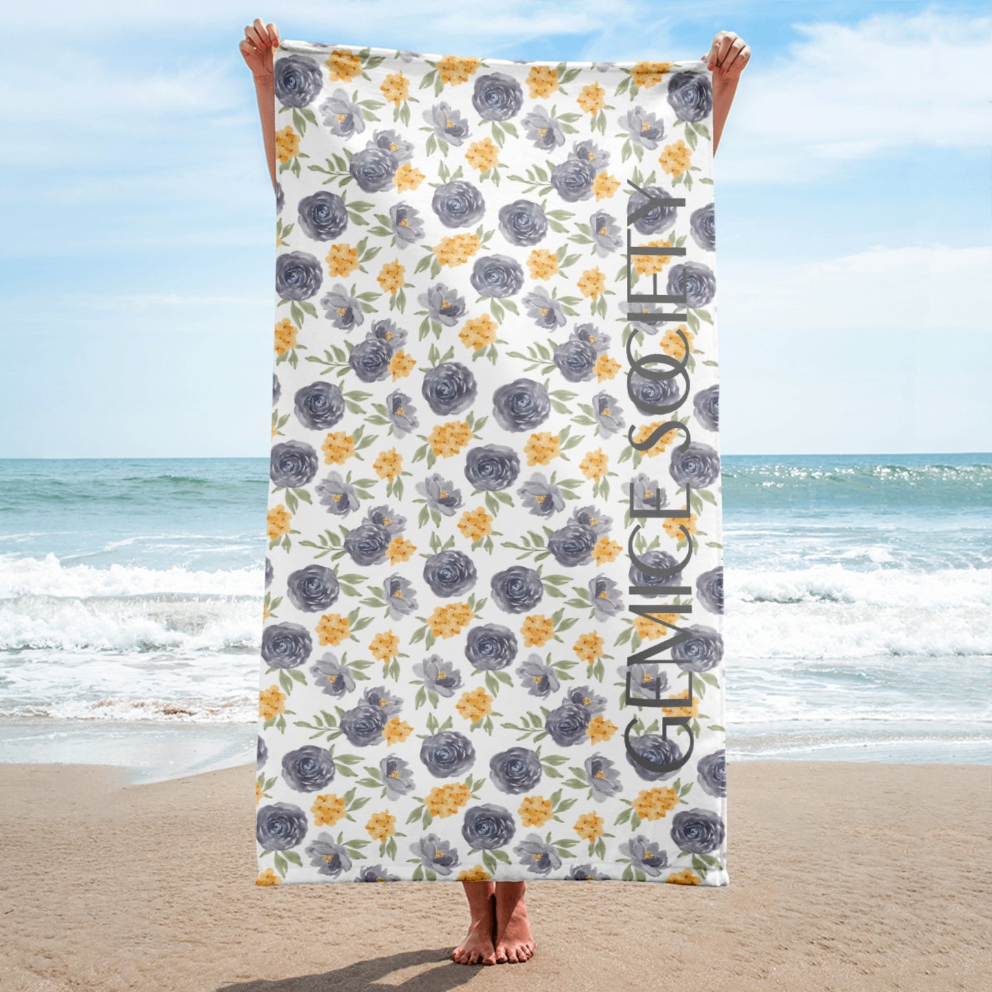 Floral Watercolor Beach Towel