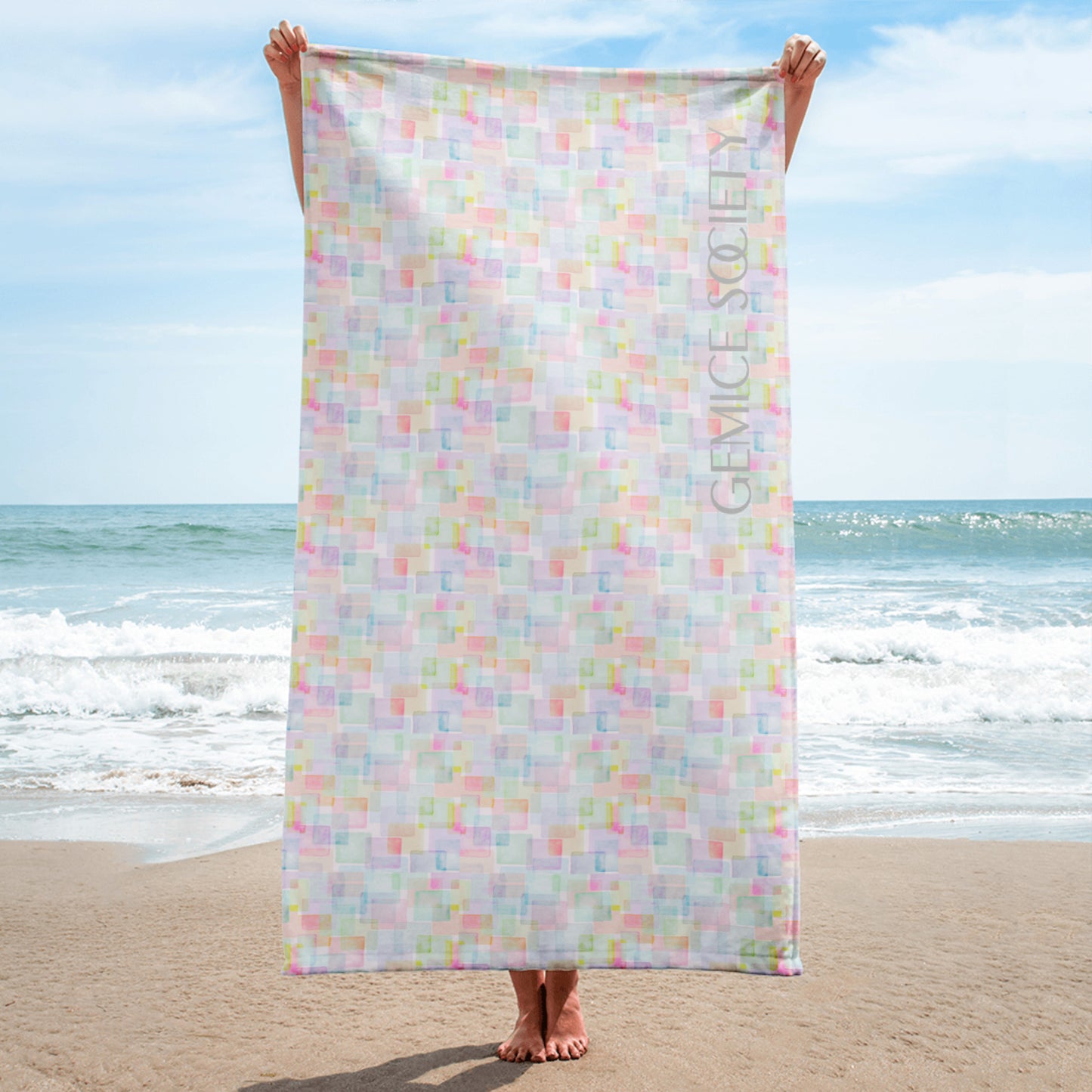 Watercolor Squares Beach Towel