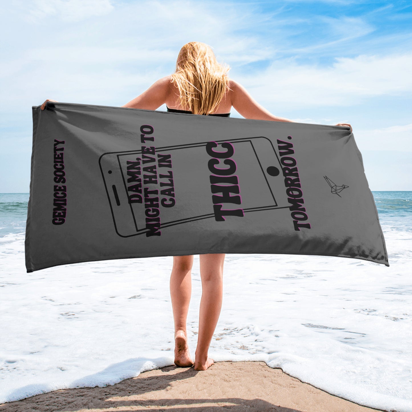 THICC Gray Beach Towel