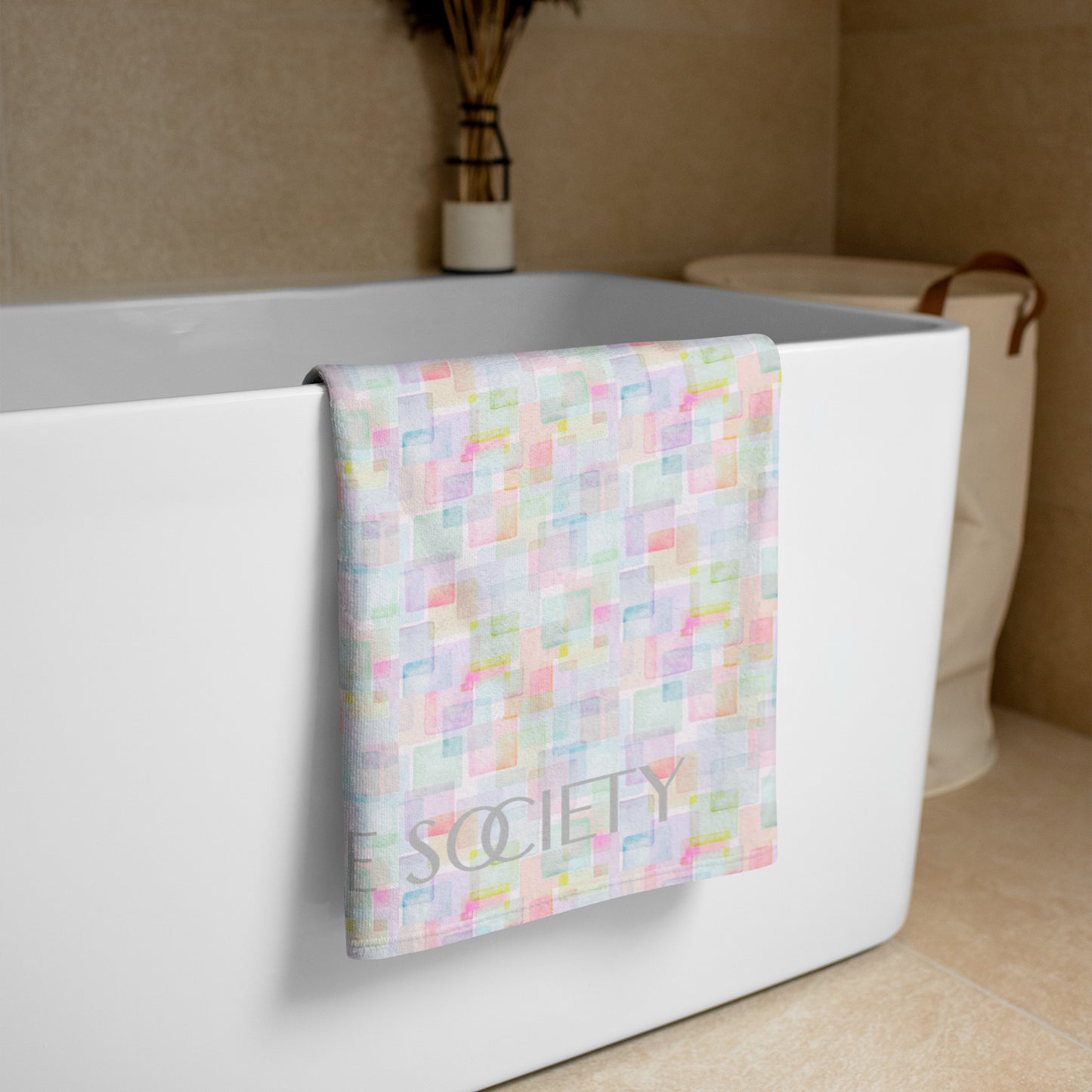 Watercolor Squares Beach Towel