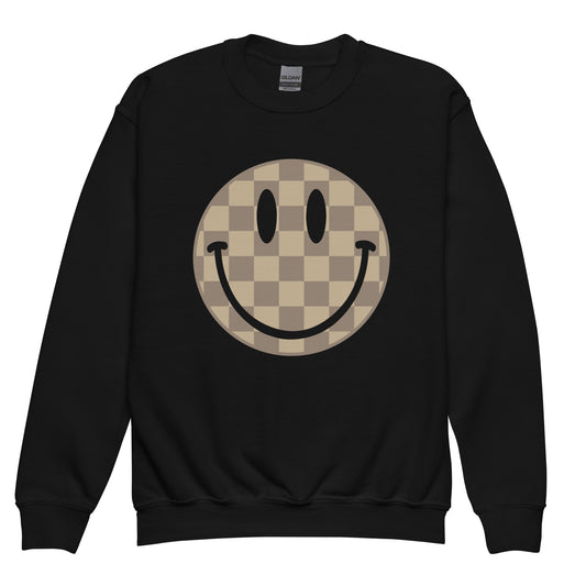 Youth Checkered Smiley Crewneck